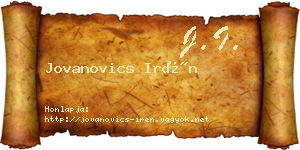 Jovanovics Irén névjegykártya